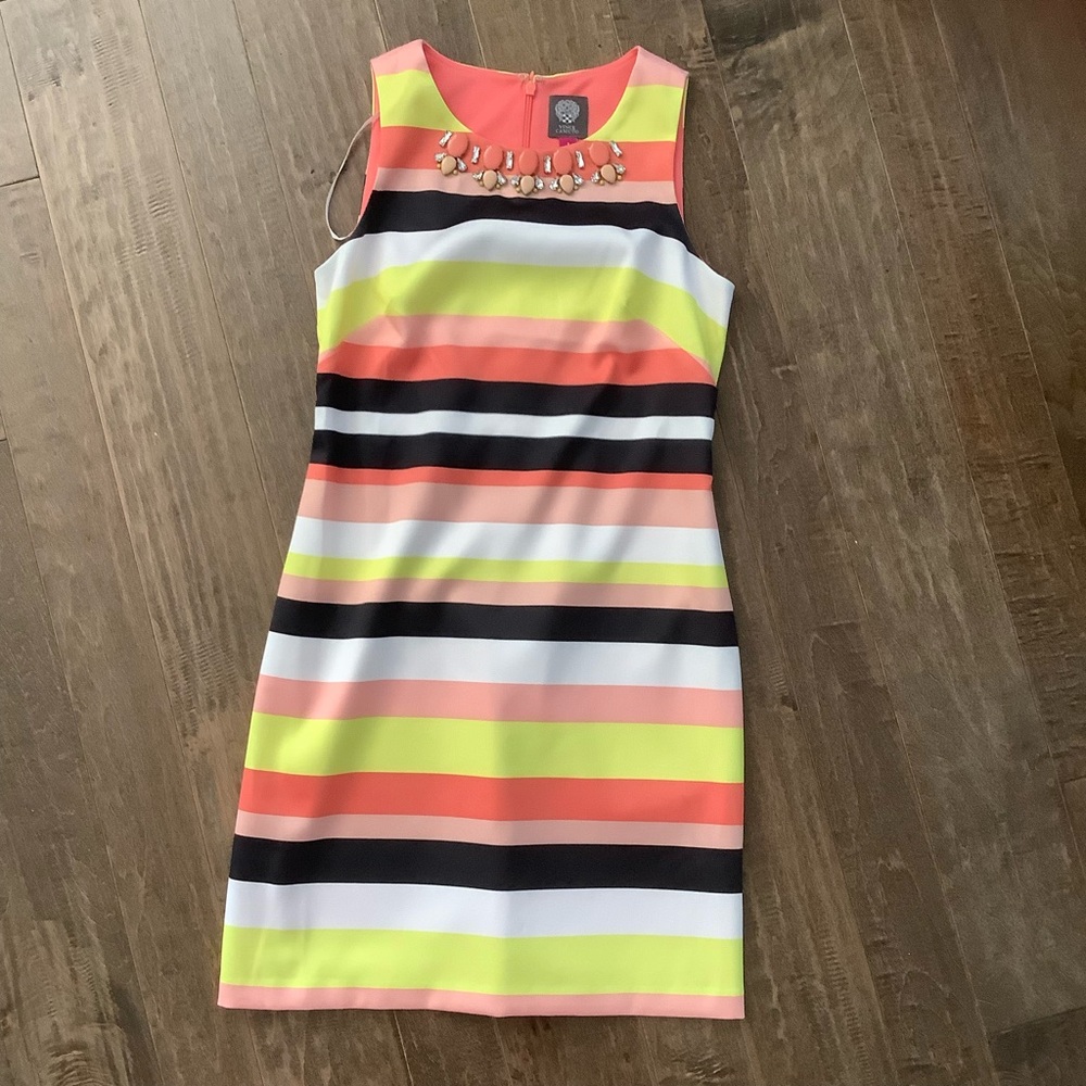 Vince Camuto Multicolor Striped Mini Fully Lined Dress 2